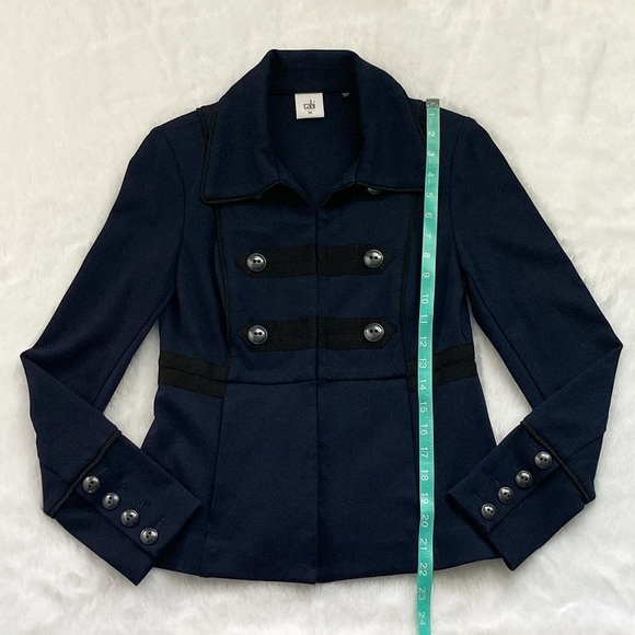 CAbi In The Band Military Navy Blue Ponte Blazer Jacket Style 3375 Size XS - Picture 4 of 8